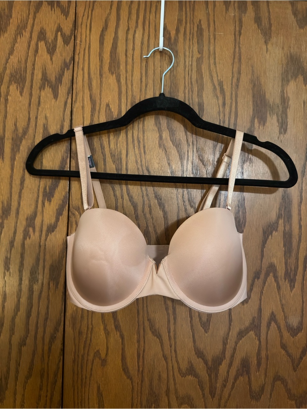 Victoria's Secret Push-Up Bra Nude Blush Satin 34D Gold VS Hardware
